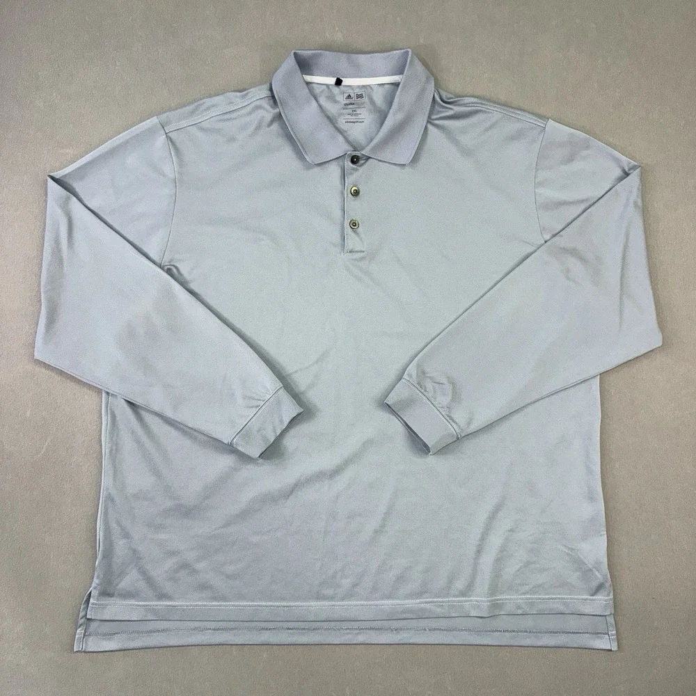 Men's Adidas Long Sleeve Climacool Polo Shirt Golf Top Blue Size XXL